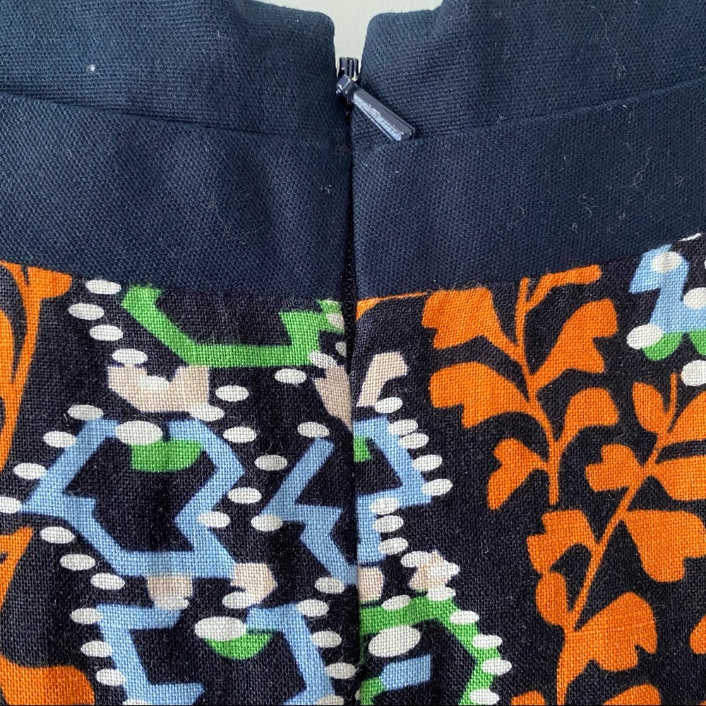 Tory Burch Orange Floral Sleeveless Mini Dress with Black Waistband - Picture 5 of 10